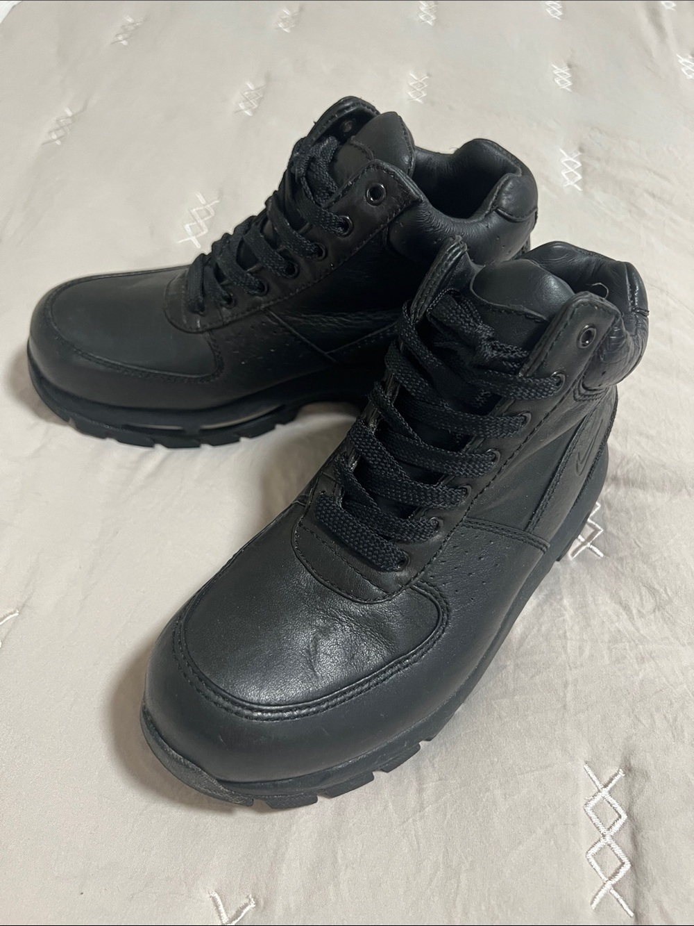 Nike Air Max Black Leather High-Top Boots